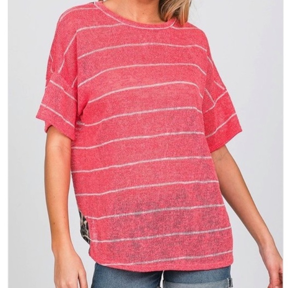 🌷CORAL ROSE CROSS OPEN BACK TOP - Picture 3 of 4